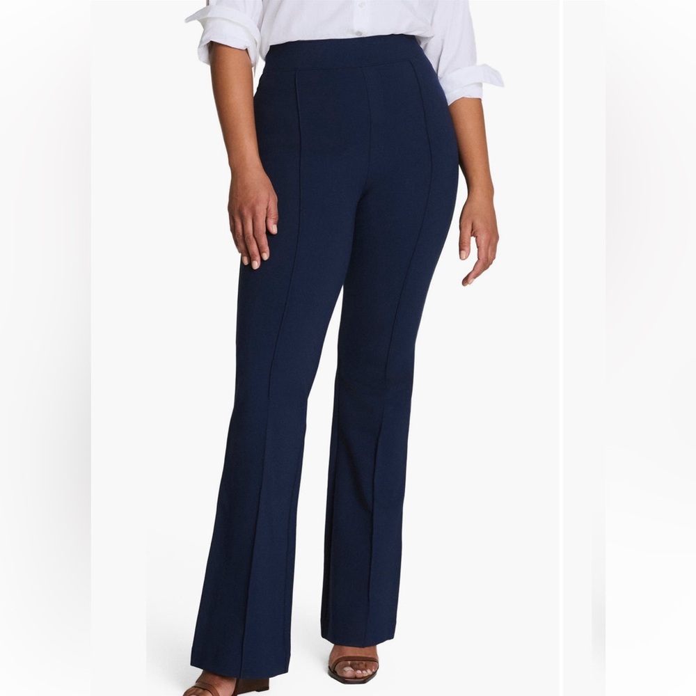 Spanx Perfect Fit Ponte Flare Pants Trousers Size S In Navy NWOT